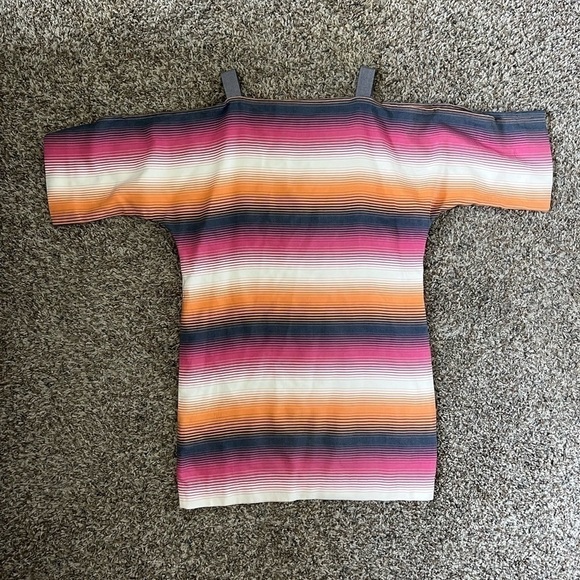 Trina Turk Cold Shoulder Summer Stripes Mini Dress - Picture 4 of 7